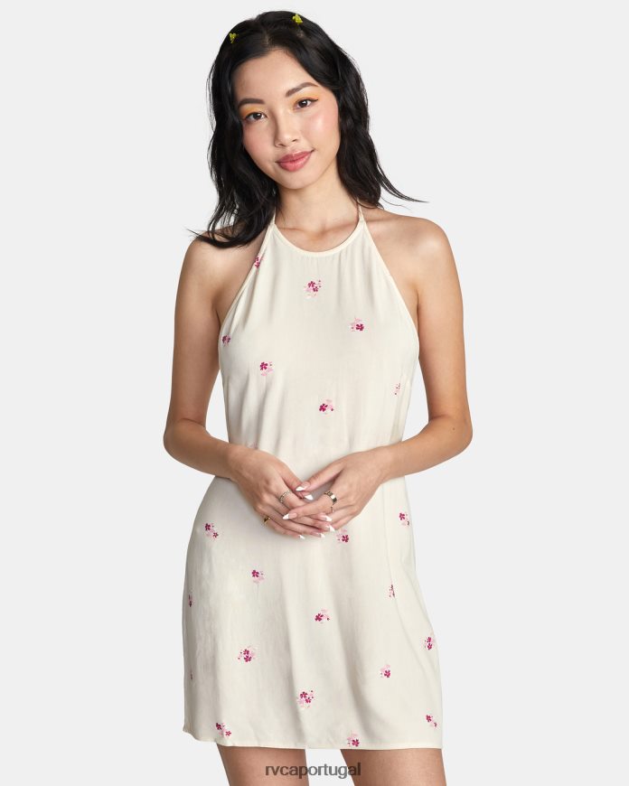 roupas RVCA mulheres vestido frente única creme N00F2H1450