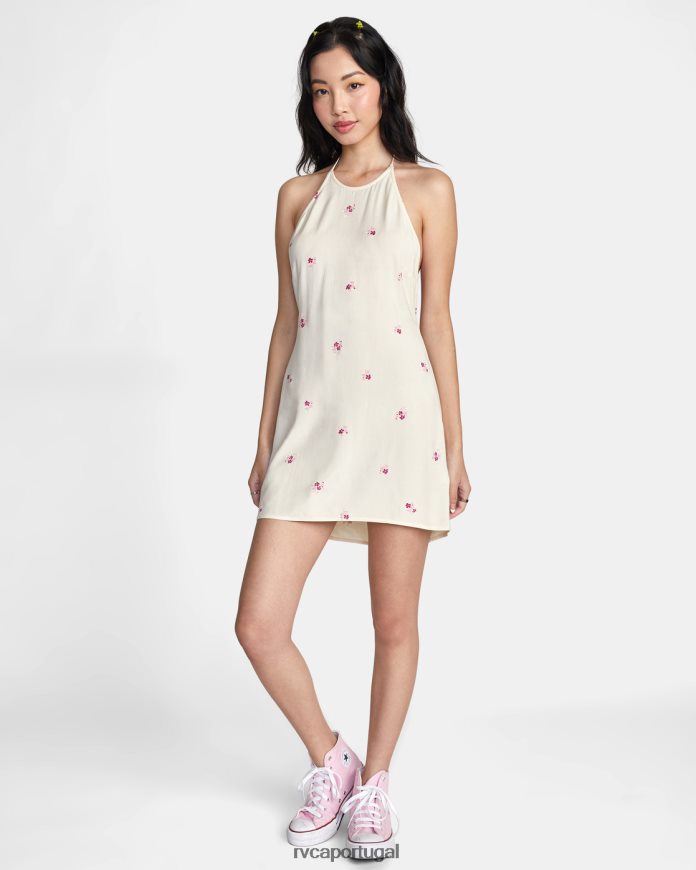 roupas RVCA mulheres vestido frente única creme N00F2H1450