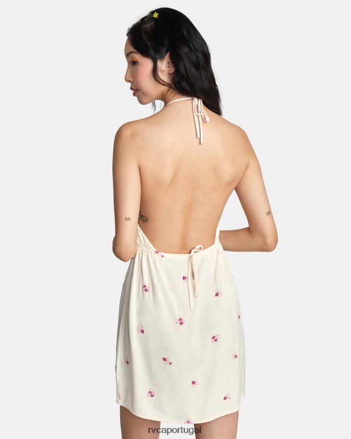 roupas RVCA mulheres vestido frente única creme N00F2H1450