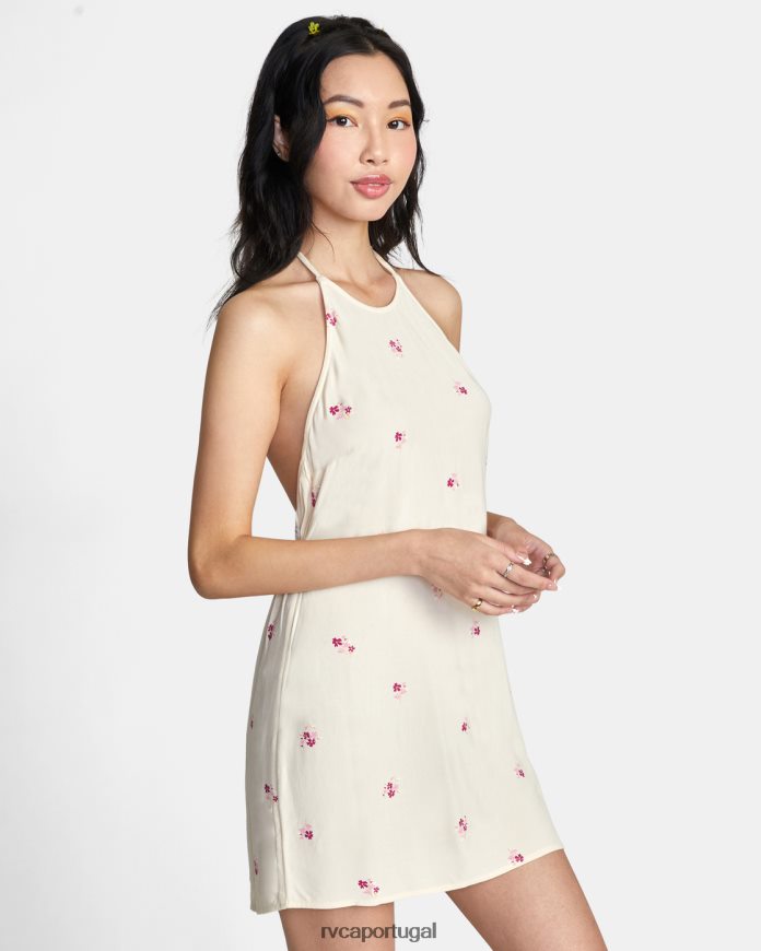 roupas RVCA mulheres vestido frente única creme N00F2H1450