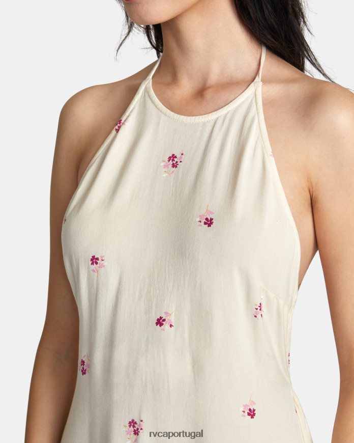 roupas RVCA mulheres vestido frente única creme N00F2H1450
