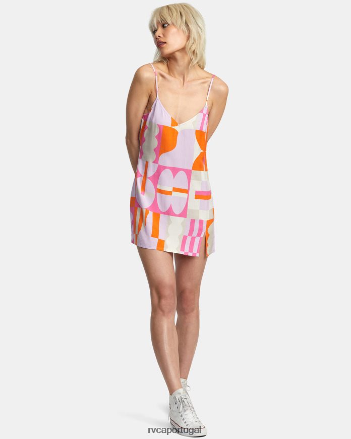 roupas RVCA mulheres vestido jess marrom lavanda N00F2H1007