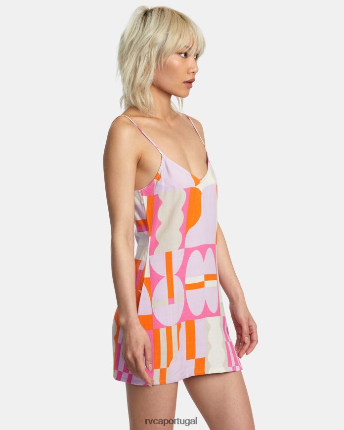 roupas RVCA mulheres vestido jess marrom lavanda N00F2H1007