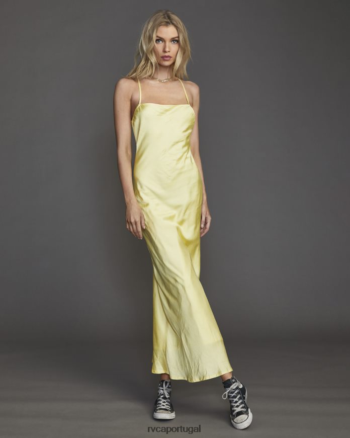 roupas RVCA mulheres vestido maxi noventa merengue de limão N00F2H1627