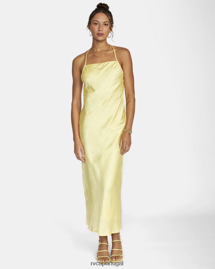roupas RVCA mulheres vestido maxi noventa merengue de limão N00F2H1627