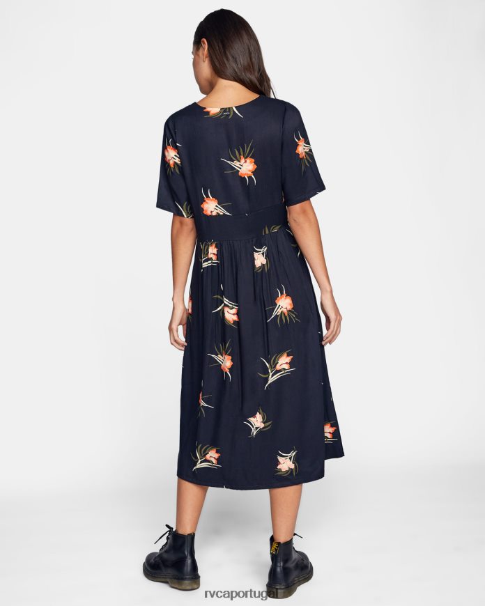 roupas RVCA mulheres vestido midi avenida verdadeiro Preto N00F2H1687