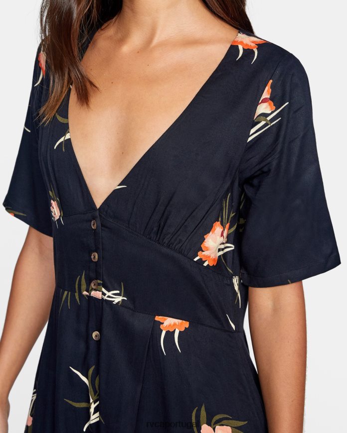 roupas RVCA mulheres vestido midi avenida verdadeiro Preto N00F2H1687