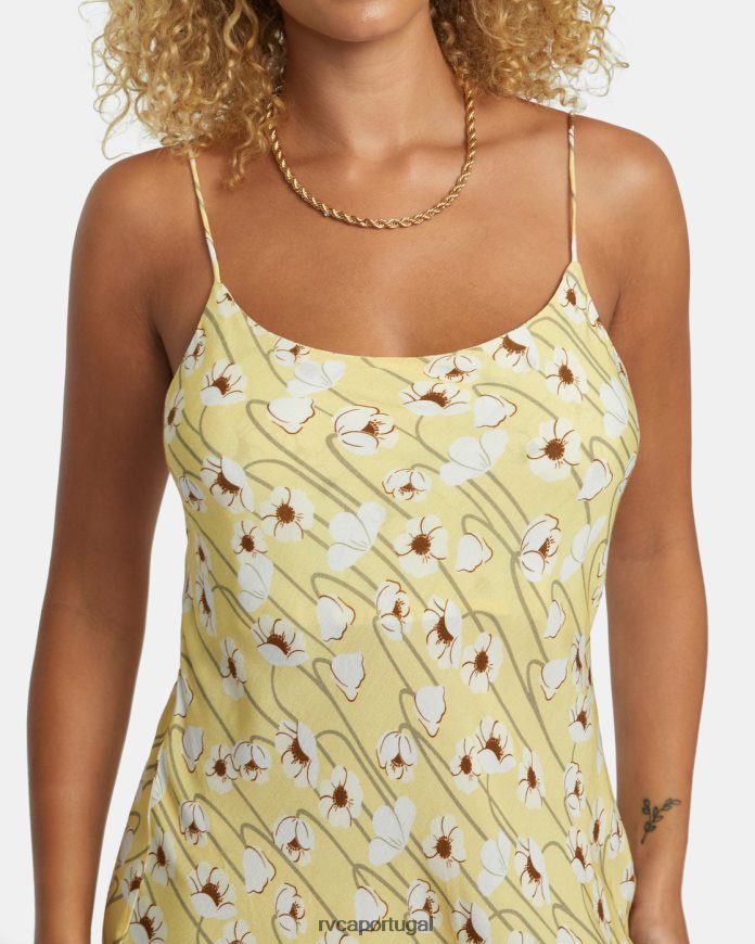 roupas RVCA mulheres vestido midi de solteira dourado N00F2H1233