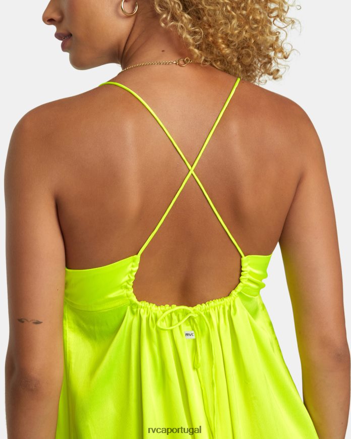 roupas RVCA mulheres vestido midi desbotado Neon amarelo N00F2H1110