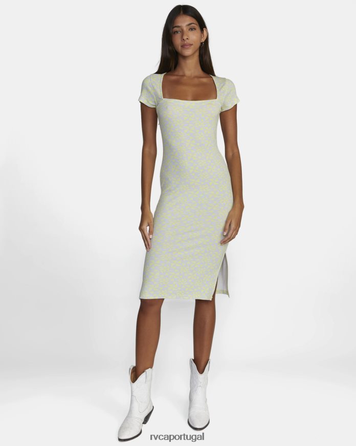 roupas RVCA mulheres vestido midi divisório amarelo limão N00F2H1570