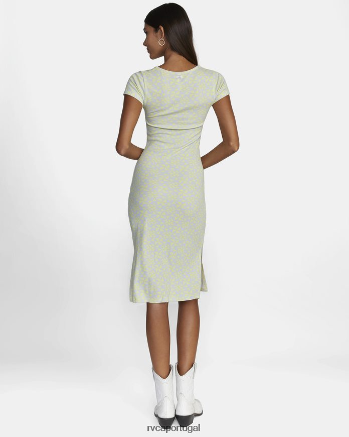 roupas RVCA mulheres vestido midi divisório amarelo limão N00F2H1570