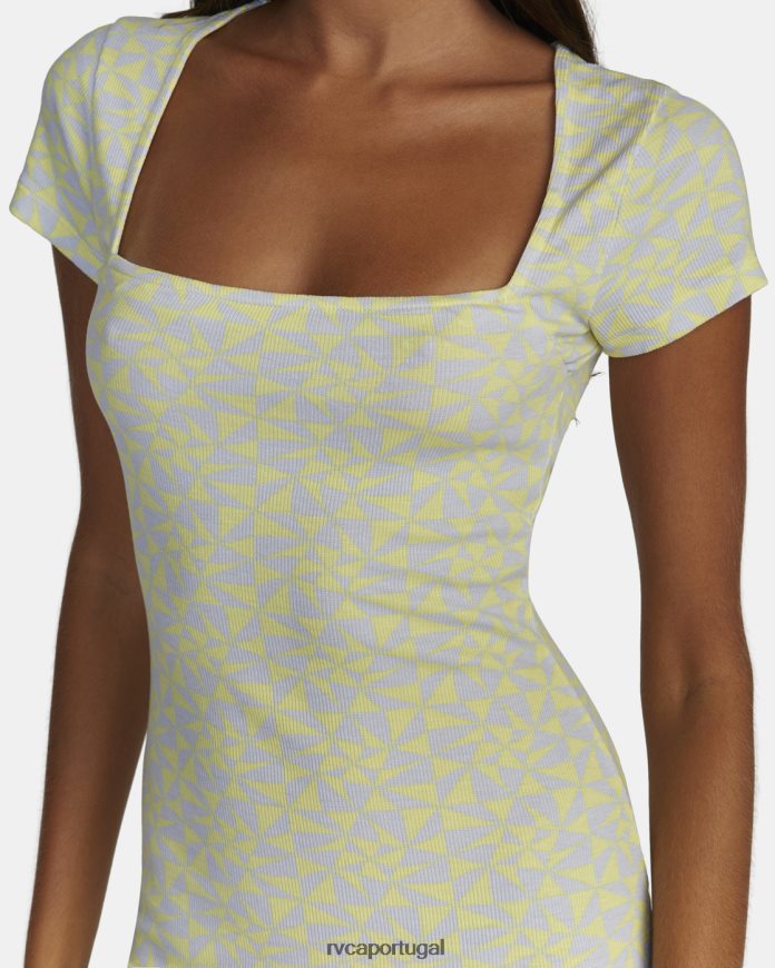 roupas RVCA mulheres vestido midi divisório amarelo limão N00F2H1570
