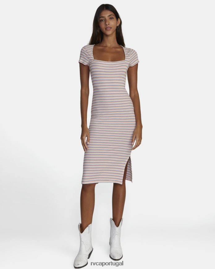 roupas RVCA mulheres vestido midi divisório sussurrar branco N00F2H1569