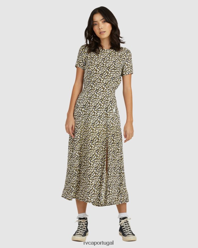 roupas RVCA mulheres vestido midi dreamscape preto N00F2H1679