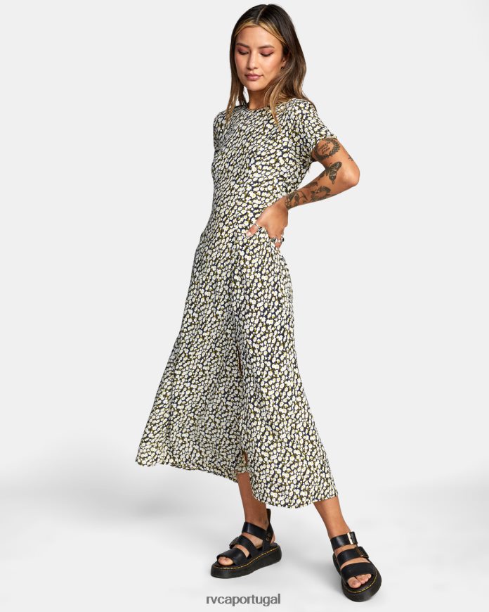 roupas RVCA mulheres vestido midi dreamscape preto N00F2H1679
