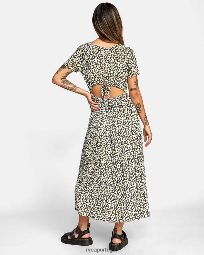 roupas RVCA mulheres vestido midi dreamscape preto N00F2H1679