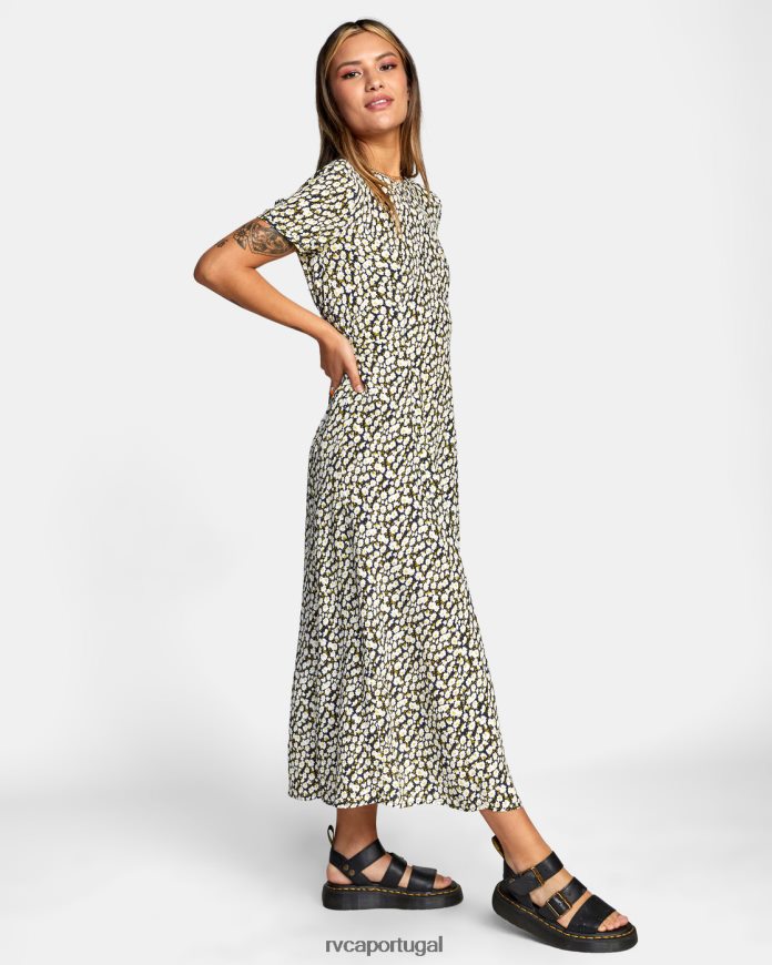 roupas RVCA mulheres vestido midi dreamscape preto N00F2H1679