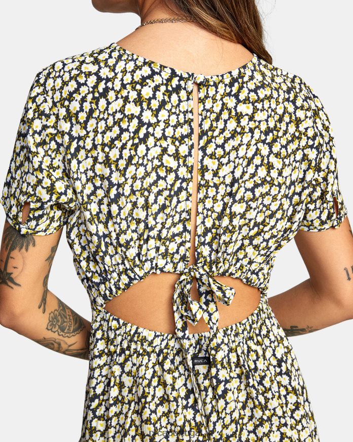 roupas RVCA mulheres vestido midi dreamscape preto N00F2H1679