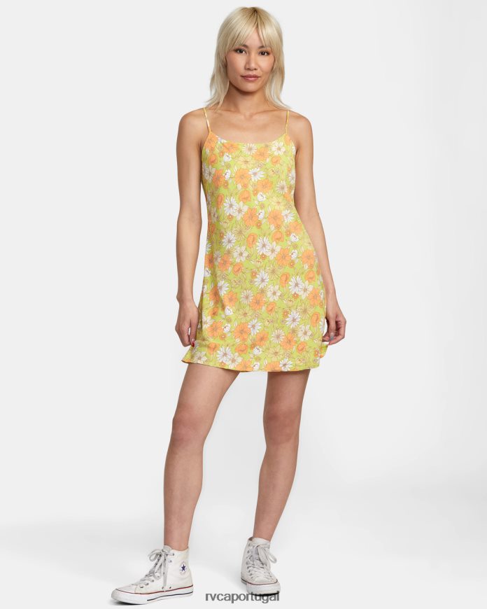 roupas RVCA mulheres vestido midi macarthur Limonada de lima N00F2H1438