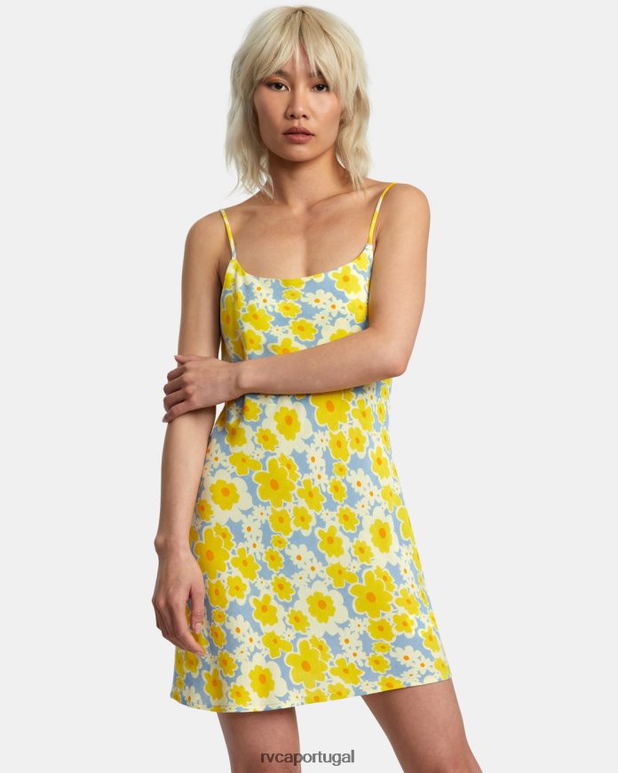 roupas RVCA mulheres vestido midi macarthur azul empoeirado N00F2H1395
