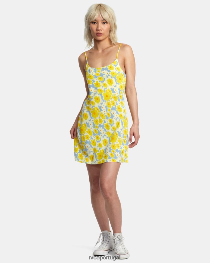roupas RVCA mulheres vestido midi macarthur azul empoeirado N00F2H1395