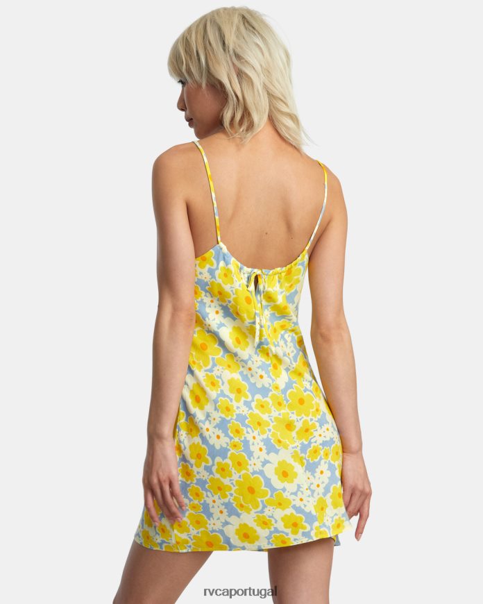 roupas RVCA mulheres vestido midi macarthur azul empoeirado N00F2H1395