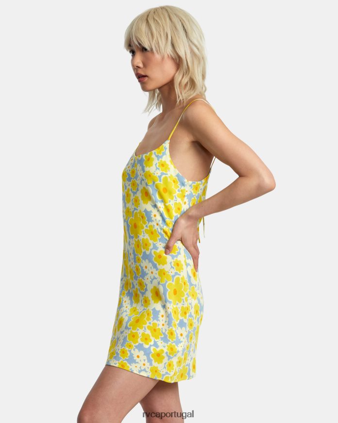 roupas RVCA mulheres vestido midi macarthur azul empoeirado N00F2H1395