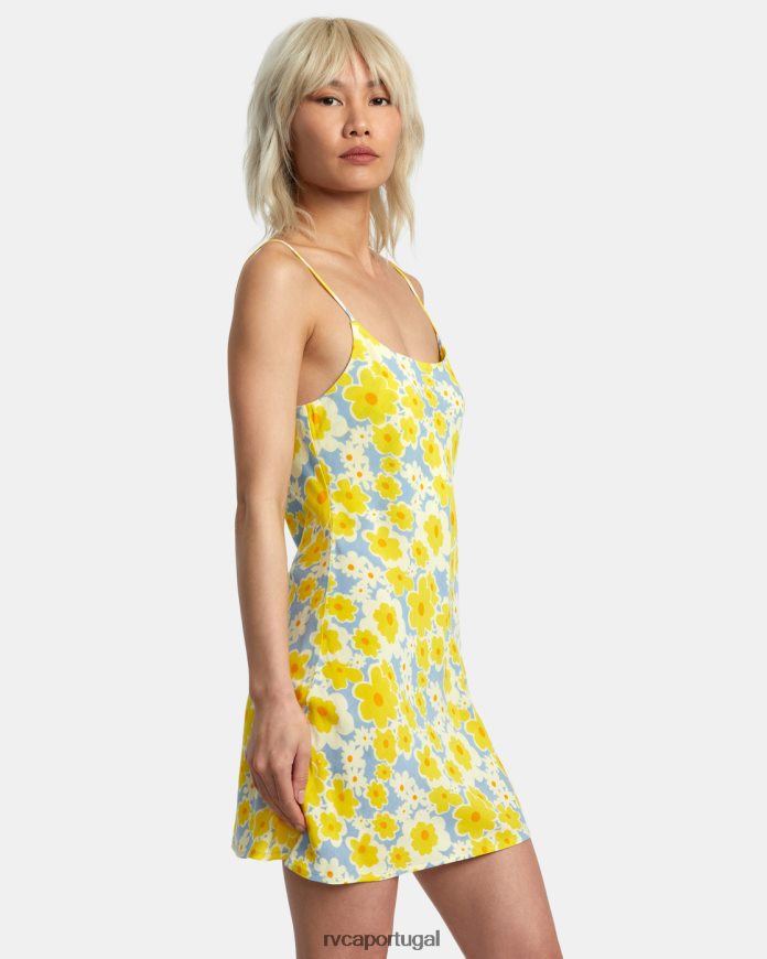 roupas RVCA mulheres vestido midi macarthur azul empoeirado N00F2H1395