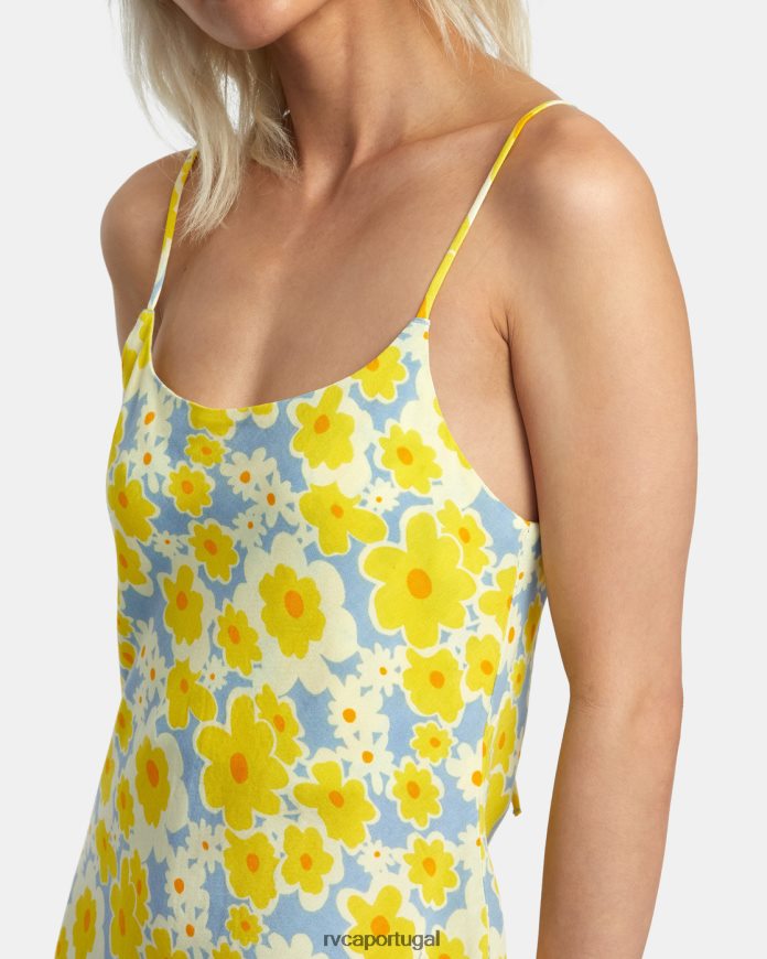 roupas RVCA mulheres vestido midi macarthur azul empoeirado N00F2H1395