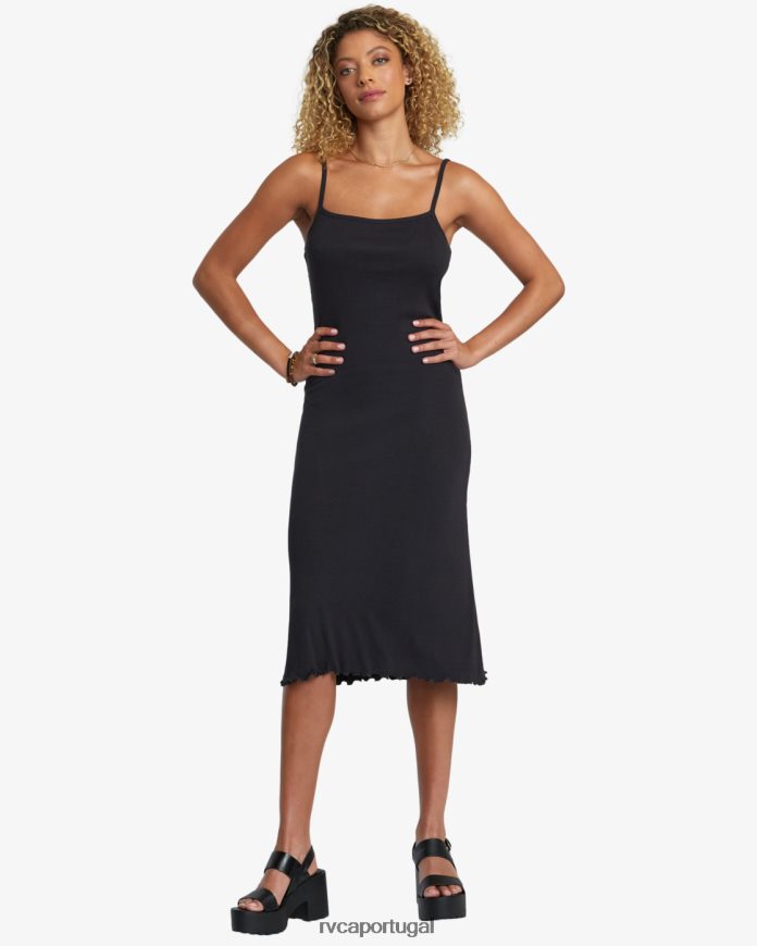roupas RVCA mulheres vestido midi midi preto N00F2H1226