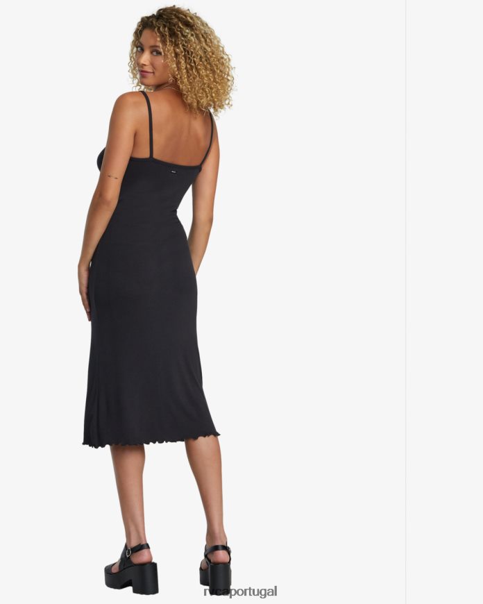 roupas RVCA mulheres vestido midi midi preto N00F2H1226