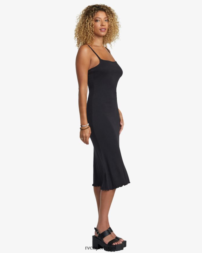 roupas RVCA mulheres vestido midi midi preto N00F2H1226