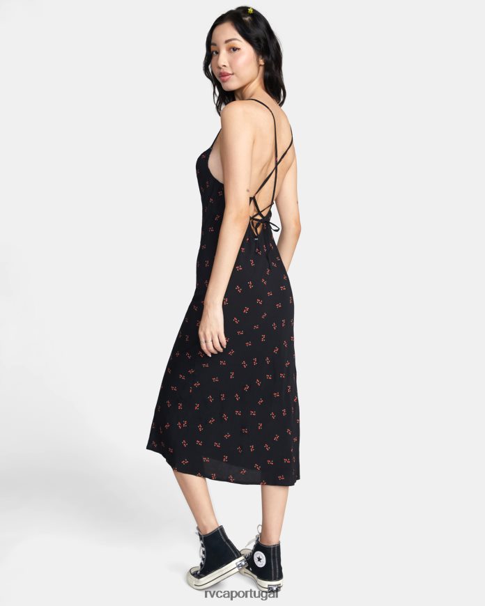 roupas RVCA mulheres vestido midi phoebe preto N00F2H1533