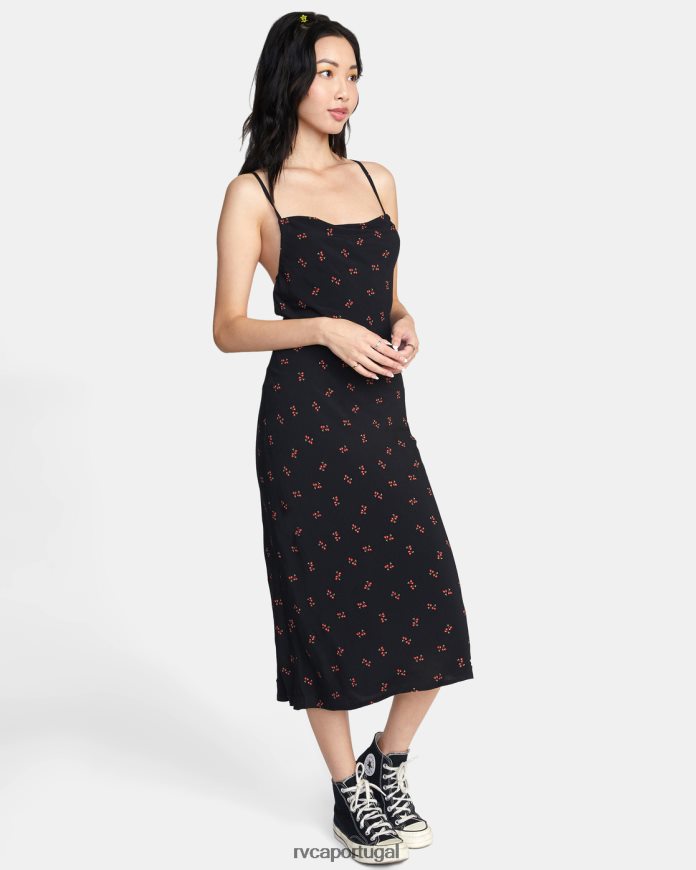 roupas RVCA mulheres vestido midi phoebe preto N00F2H1533