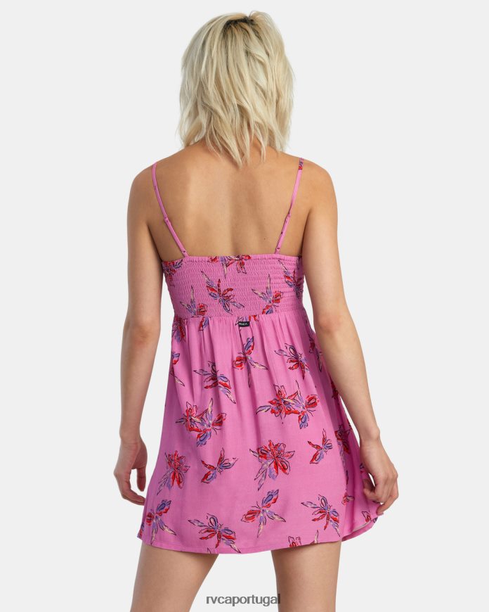 roupas RVCA mulheres vestido sem mangas hau tree ciclâmen N00F2H1380