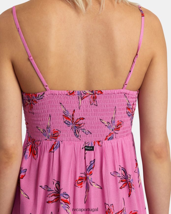 roupas RVCA mulheres vestido sem mangas hau tree ciclâmen N00F2H1380