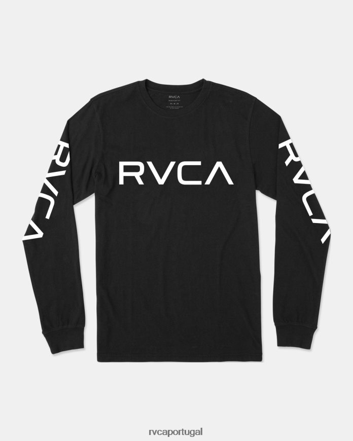 roupas RVCA Rapazes camiseta grande manga longa Preto branco N00F2H810