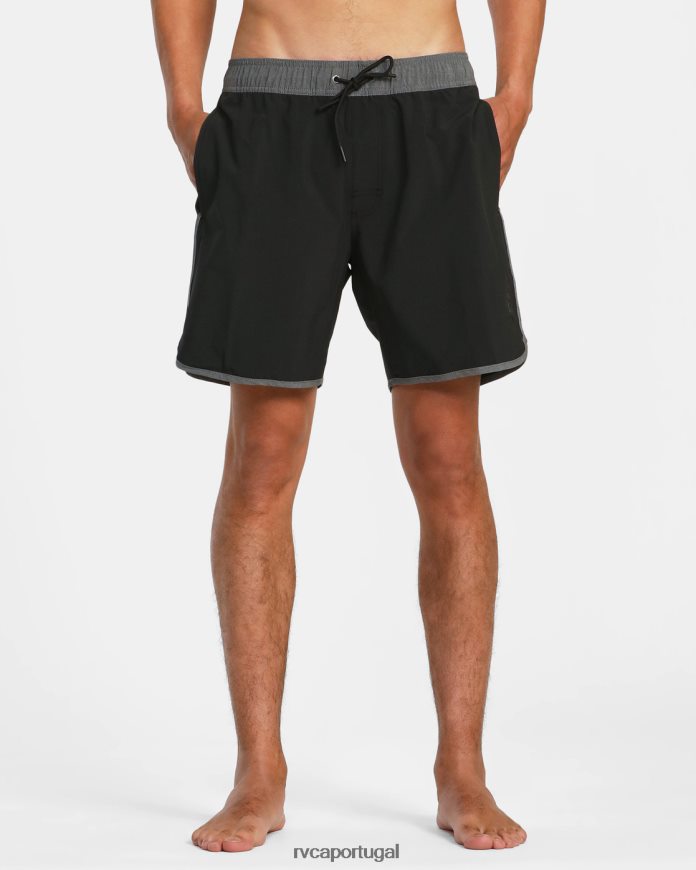partes inferiores RVCA unissex bermuda oriental com cintura elástica 17 preto N00F2H773