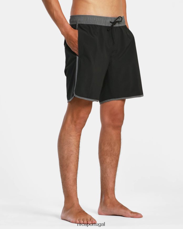 partes inferiores RVCA unissex bermuda oriental com cintura elástica 17 preto N00F2H773