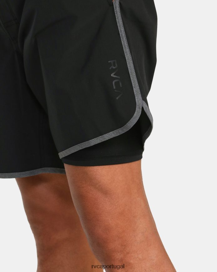 partes inferiores RVCA unissex bermuda oriental com cintura elástica 17 preto N00F2H773