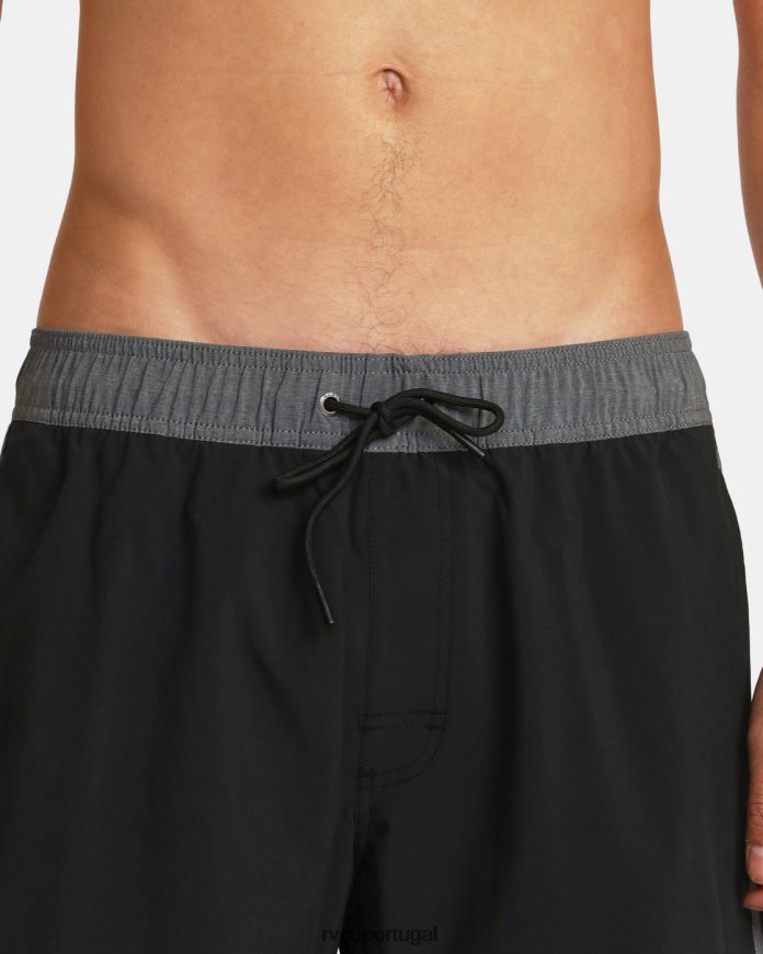 partes inferiores RVCA unissex bermuda oriental com cintura elástica 17 preto N00F2H773