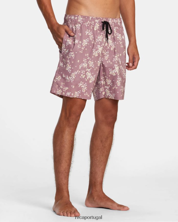 partes inferiores RVCA unissex calções de banho com cintura elástica barnes 17 lavanda N00F2H481