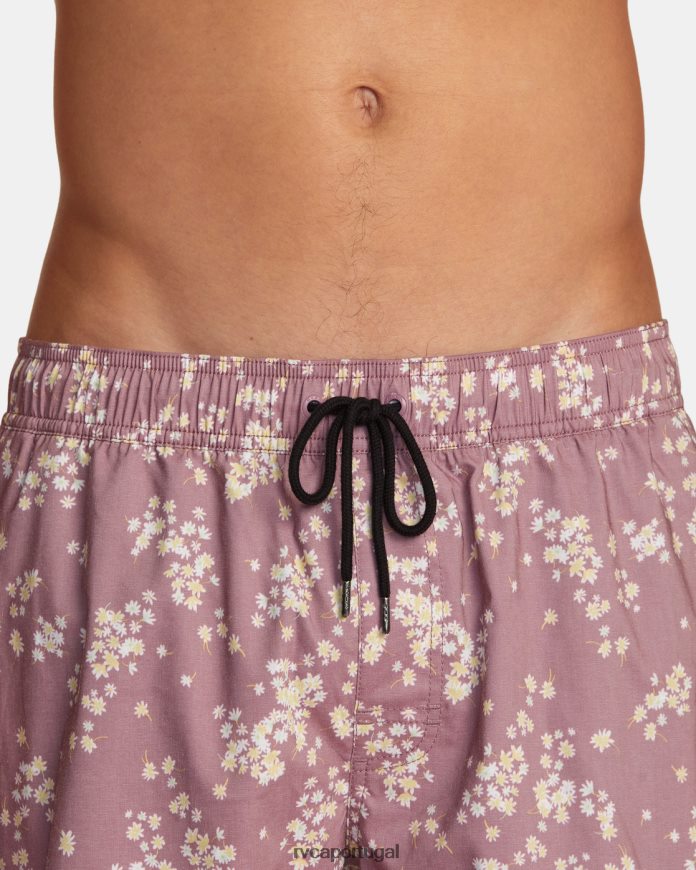 partes inferiores RVCA unissex calções de banho com cintura elástica barnes 17 lavanda N00F2H481