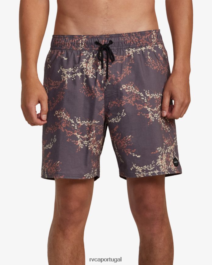 partes inferiores RVCA unissex calções de banho com cintura elástica barnes 17 roxo escuro N00F2H357