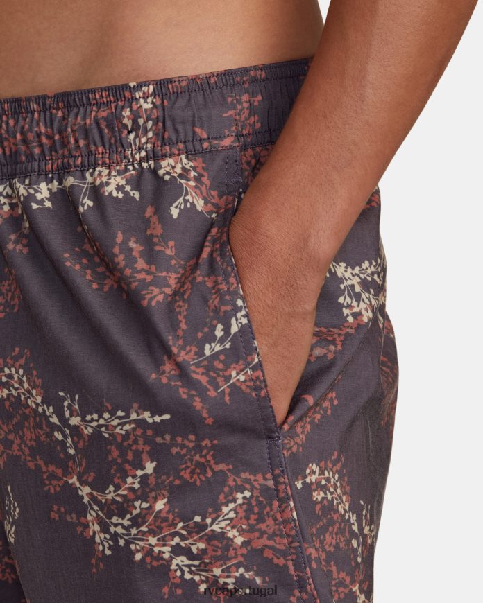 partes inferiores RVCA unissex calções de banho com cintura elástica barnes 17 roxo escuro N00F2H357