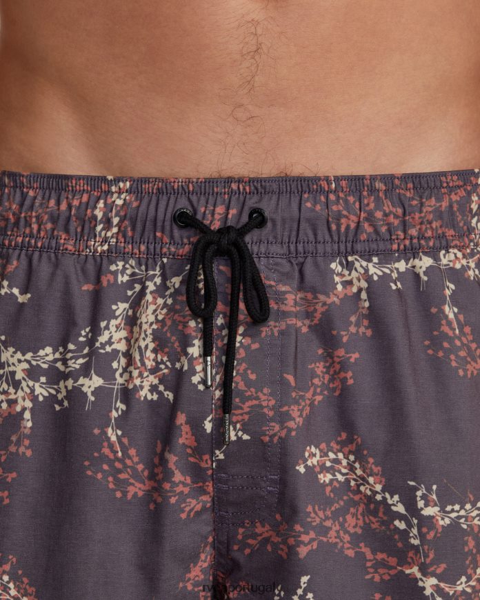 partes inferiores RVCA unissex calções de banho com cintura elástica barnes 17 roxo escuro N00F2H357