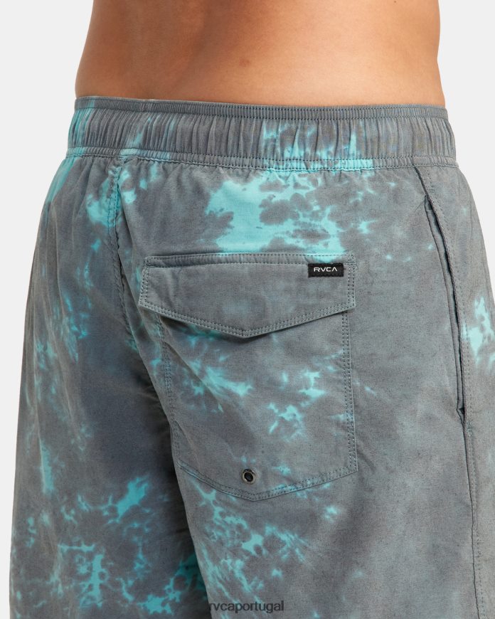 partes inferiores RVCA unissex calções de banho com cintura elástica manic 17 tie-dye preto verde N00F2H638