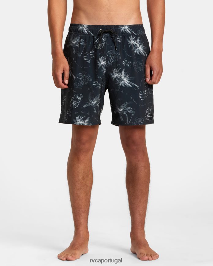 partes inferiores RVCA unissex calções de banho com cintura elástica va pigmento 17 preto N00F2H24