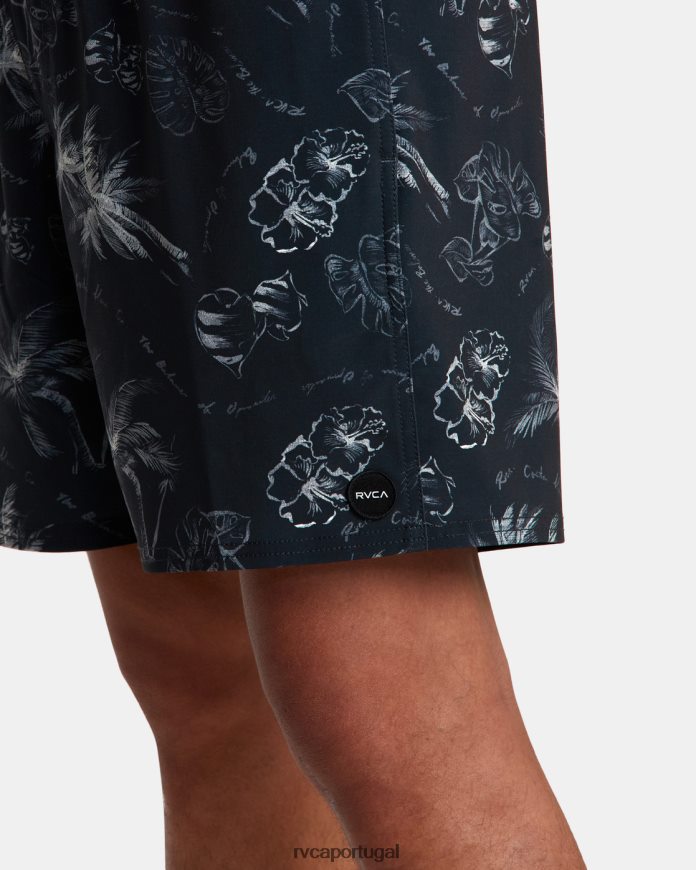 partes inferiores RVCA unissex calções de banho com cintura elástica va pigmento 17 preto N00F2H24