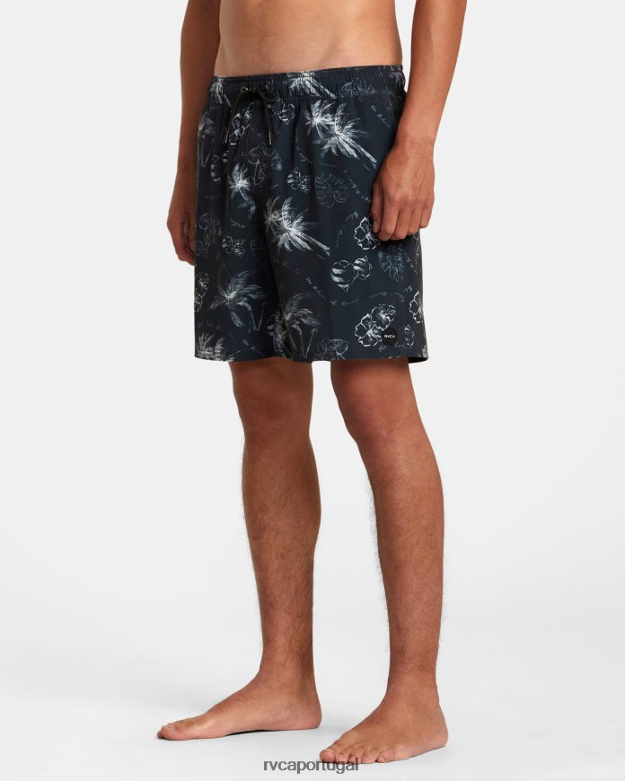 partes inferiores RVCA unissex calções de banho com cintura elástica va pigmento 17 preto N00F2H24